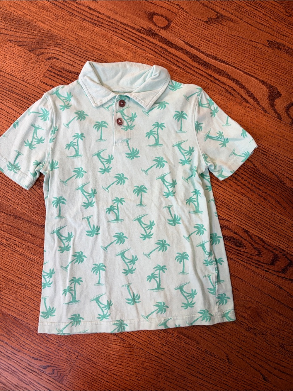 3/$13 Boys Short-Sleeve Polo Shirt with Mint Palm Print